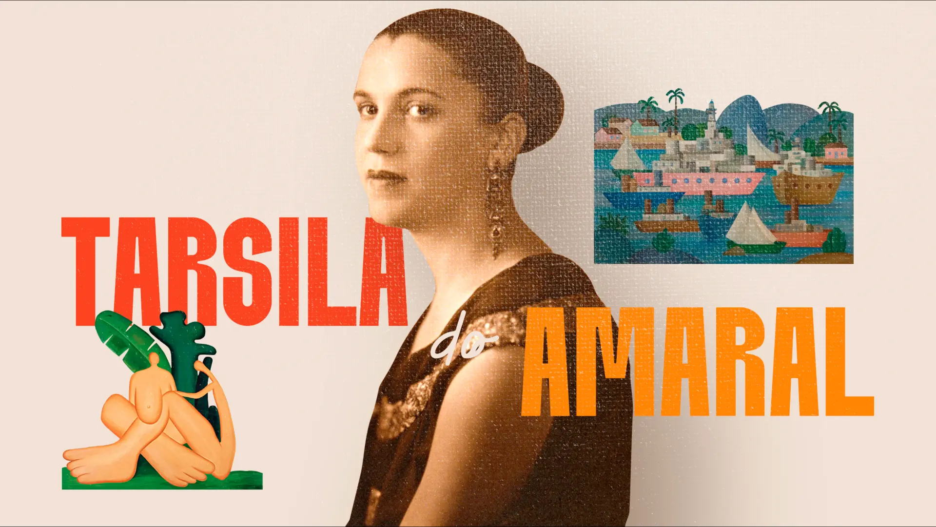 Abertura audiovisual da exposição com o nome Tarsila do Amaral e obras em movimento